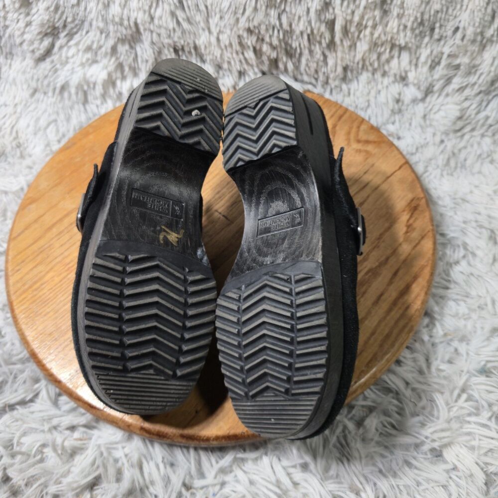 White Mountain Y2K Platform Mules Women Size 6 Black Leather Sues Slip-Ons Retro - Picture 6 of 7